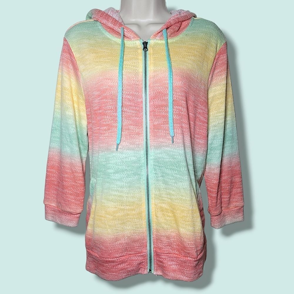 Silverwear Jacket Pastel Rainbow Ombre Zip Hooded Jacket